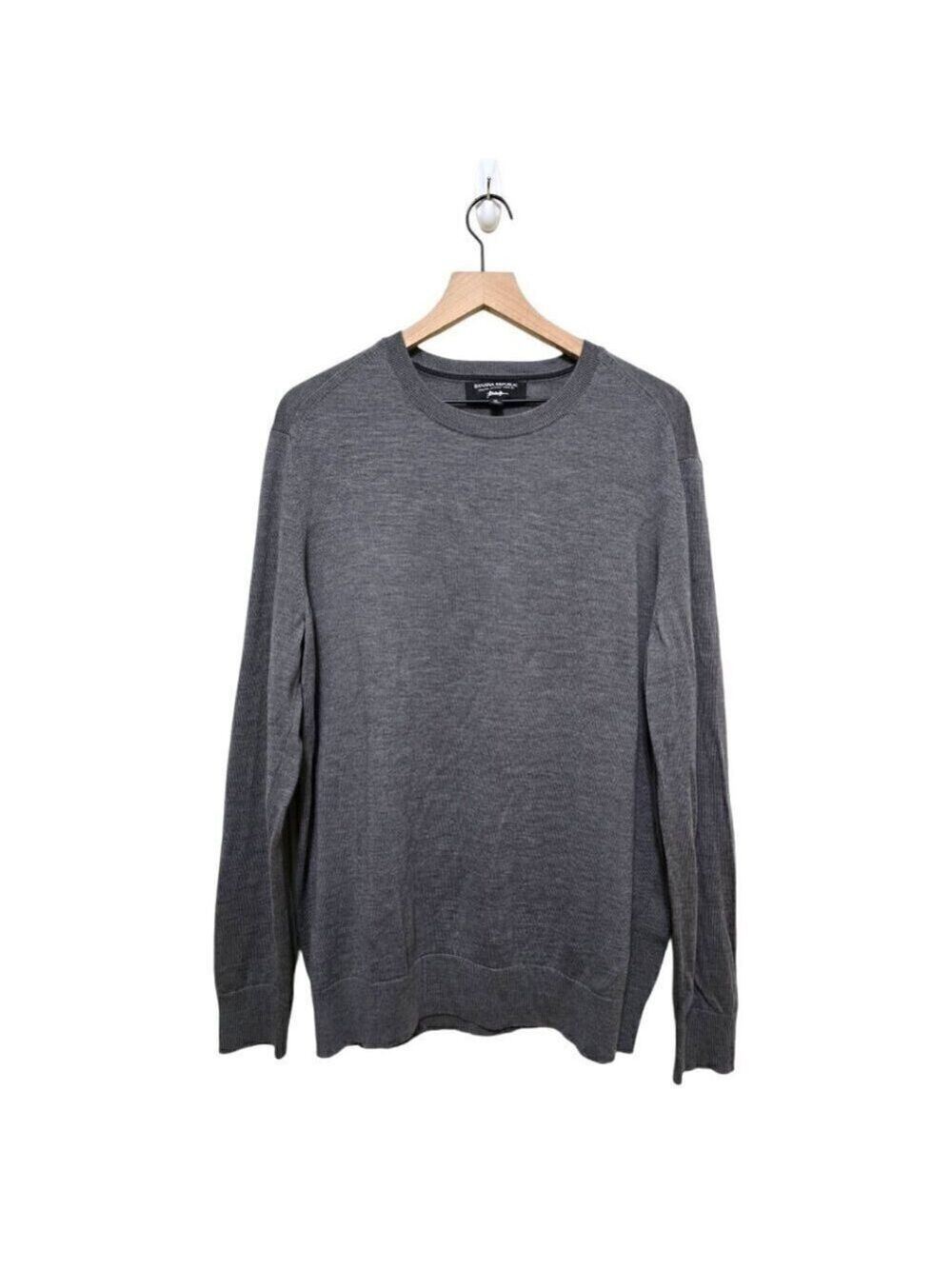 Banana Republic Harbor Gray Merino Italian Wool Knit Long Sleeve Sweater Sz XL
